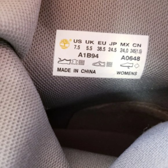 TIMBERLAND WOMEN BOOTS BROWN LEATHER GRAY CANVAS MOTORCYCLE COMBAT BOOTS SZ 7.5 - Picture 9 of 9